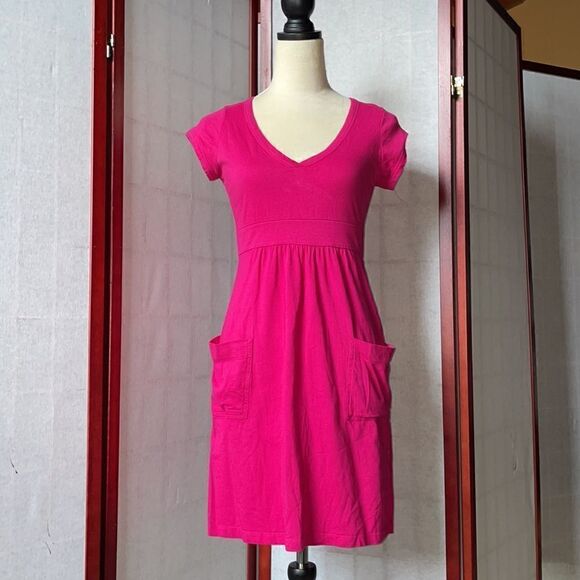 Old Navy Barbiecore Hot Pink Short Sleeve Dress w/Pockets (Size: Small) - Picture 4 of 8